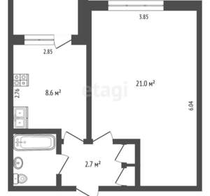 1-к квартира, вторичка, 36м2, 4/5 этаж