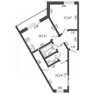 3-к квартира, вторичка, 61м2, 2/4 этаж