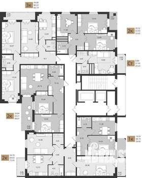 2-к квартира, вторичка, 72м2, 2/16 этаж