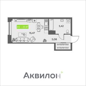 Студия квартира, вторичка, 26м2, 12/16 этаж