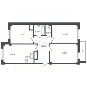 4-к квартира, вторичка, 74м2, 11/14 этаж