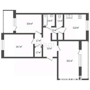 3-к квартира, вторичка, 73м2, 3/9 этаж