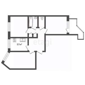 3-к квартира, вторичка, 63м2, 9/10 этаж