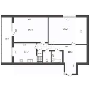 2-к квартира, вторичка, 54м2, 13/13 этаж