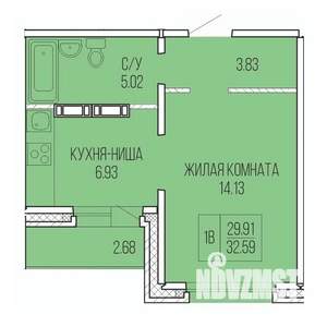 1-к квартира, вторичка, 31м2, 5/9 этаж