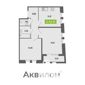 2-к квартира, вторичка, 52м2, 2/4 этаж