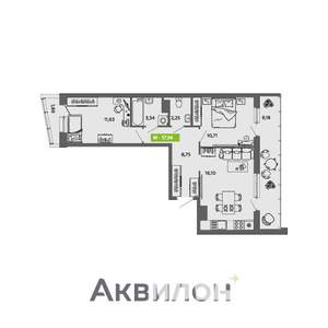 2-к квартира, вторичка, 58м2, 12/16 этаж