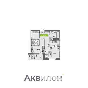 1-к квартира, вторичка, 37м2, 13/16 этаж