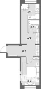 1-к квартира, сданный дом, 37м2, 4/4 этаж