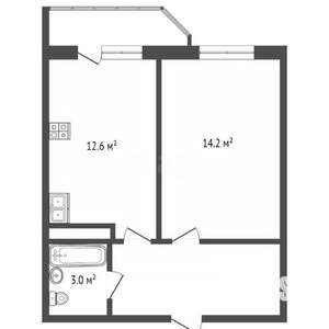 1-к квартира, вторичка, 39м2, 3/16 этаж