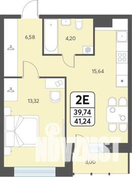 2-к квартира, строящийся дом, 41м2, 10/12 этаж