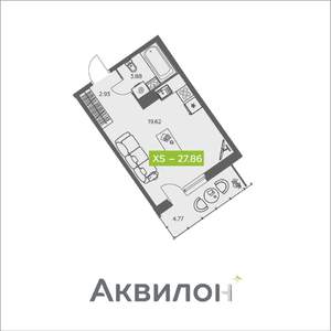 Студия квартира, вторичка, 28м2, 5/8 этаж