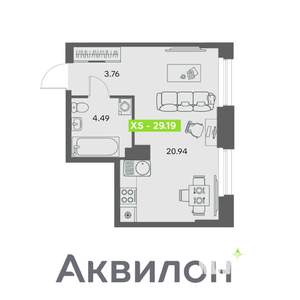 Студия квартира, вторичка, 29м2, 3/32 этаж