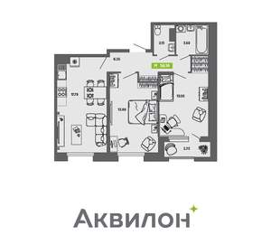 2-к квартира, вторичка, 58м2, 7/16 этаж