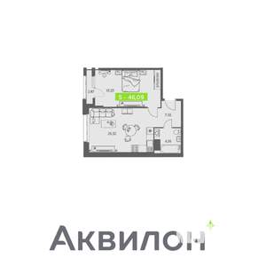 1-к квартира, вторичка, 46м2, 2/11 этаж