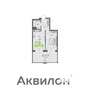 1-к квартира, строящийся дом, 44м2, 4/8 этаж