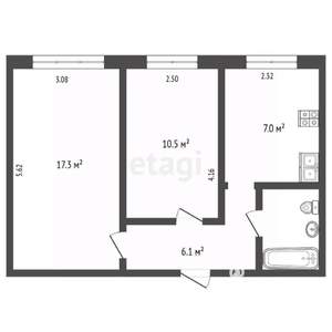2-к квартира, вторичка, 44м2, 1/5 этаж