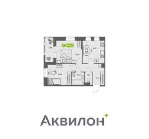 2-к квартира, вторичка, 44м2, 14/16 этаж