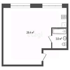 1-к квартира, вторичка, 31м2, 2/5 этаж