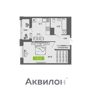 1-к квартира, вторичка, 36м2, 9/10 этаж