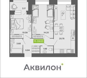 2-к квартира, вторичка, 59м2, 7/11 этаж