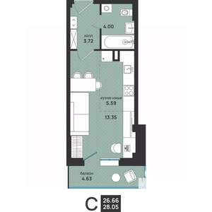 Студия квартира, вторичка, 28м2, 2/13 этаж