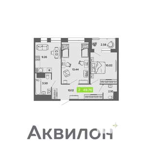 2-к квартира, вторичка, 50м2, 14/16 этаж
