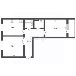 2-к квартира, вторичка, 60м2, 3/6 этаж