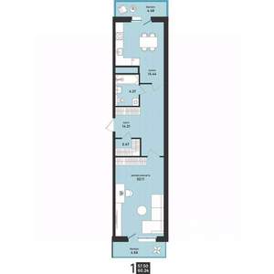 2-к квартира, вторичка, 60м2, 8/13 этаж