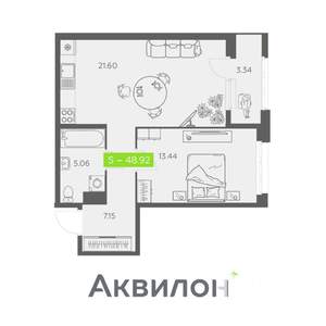 1-к квартира, вторичка, 49м2, 2/11 этаж