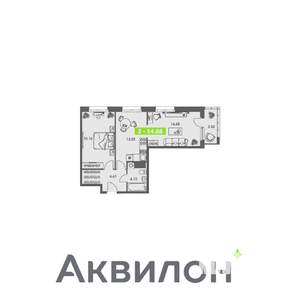 2-к квартира, строящийся дом, 55м2, 3/8 этаж