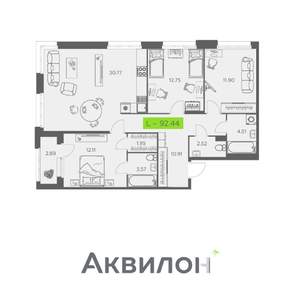 3-к квартира, вторичка, 92м2, 11/11 этаж