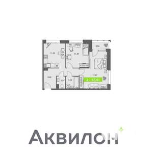 2-к квартира, вторичка, 56м2, 7/11 этаж