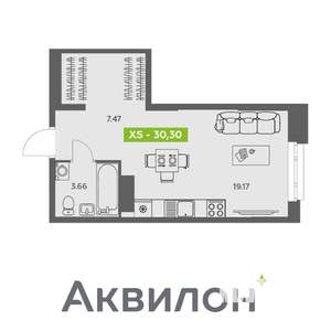 Студия квартира, вторичка, 30м2, 11/16 этаж