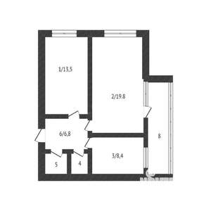 2-к квартира, вторичка, 52м2, 9/10 этаж