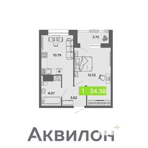 1-к квартира, вторичка, 34м2, 13/16 этаж