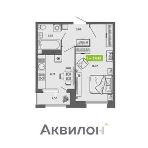 1-к квартира, вторичка, 34м2, 16/16 этаж