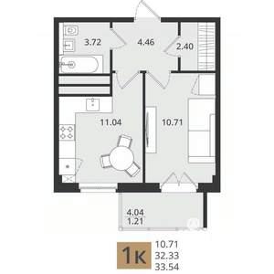 1-к квартира, вторичка, 34м2, 16/16 этаж