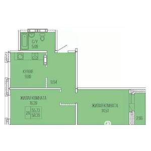 2-к квартира, вторичка, 58м2, 4/9 этаж