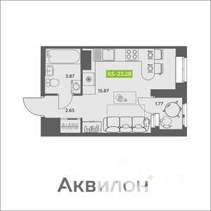 Студия квартира, вторичка, 23м2, 8/16 этаж