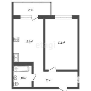 1-к квартира, вторичка, 42м2, 6/7 этаж