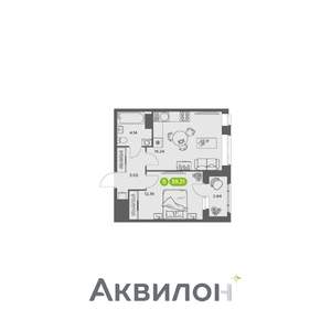 1-к квартира, вторичка, 39м2, 13/16 этаж