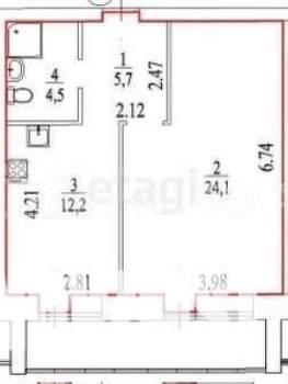 1-к квартира, вторичка, 47м2, 10/14 этаж