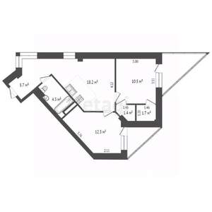 2-к квартира, вторичка, 54м2, 8/9 этаж