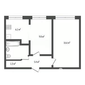 2-к квартира, вторичка, 43м2, 4/9 этаж