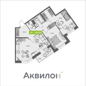 2-к квартира, вторичка, 70м2, 3/8 этаж