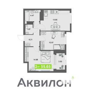 2-к квартира, вторичка, 56м2, 26/32 этаж