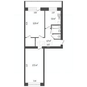 2-к квартира, вторичка, 48м2, 1/5 этаж