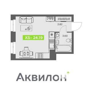 Студия квартира, вторичка, 24м2, 6/16 этаж