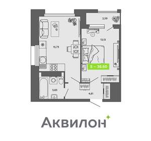1-к квартира, вторичка, 39м2, 13/16 этаж